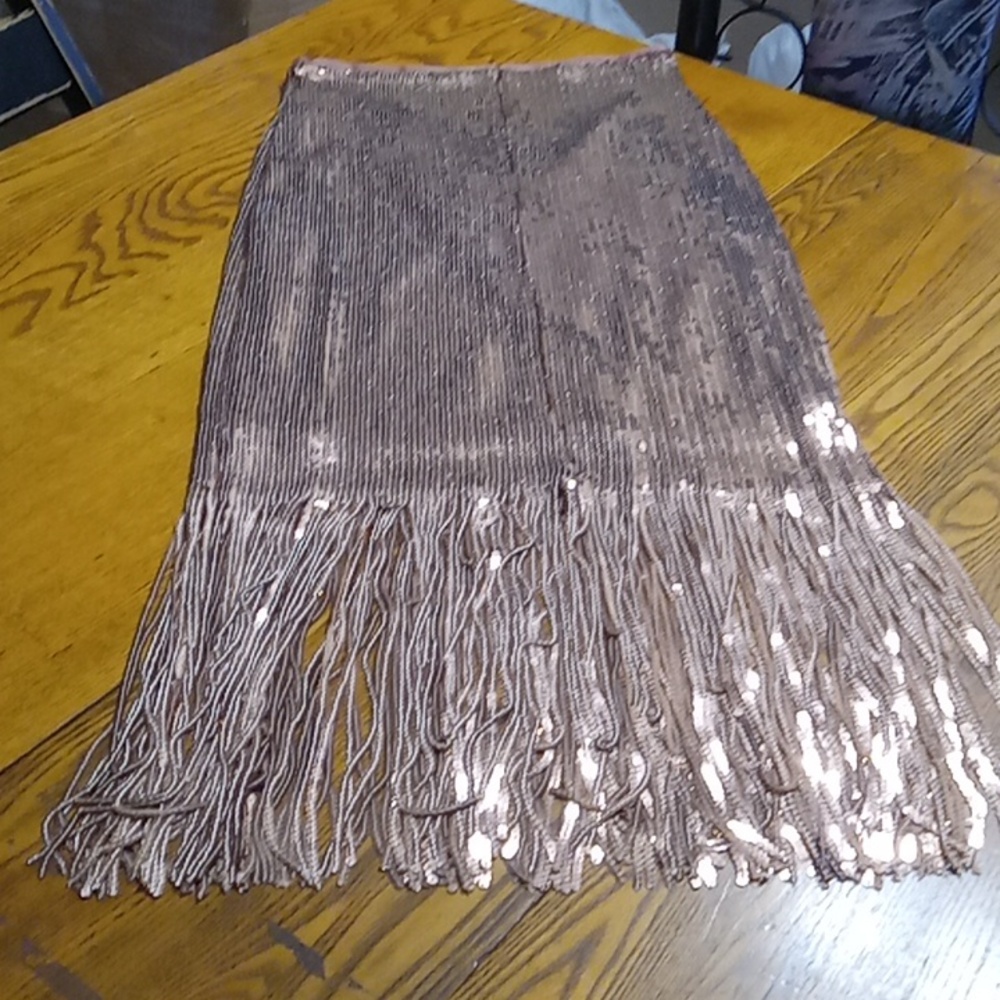 Lulu's SKIRT Womens SMALL COPPER SEQUENCE SKIRT  Cocktail Party NEW Long - Picture 2 of 6